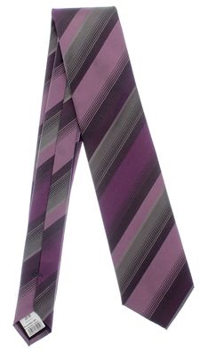 Krawatte Seide 146cm/8cm gestreift lila rosa Schlips Binder Tie