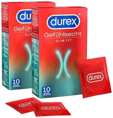 Durex Kondome Slim fit schmale Passform intensive Empfinden Gefühlsecht 20Stück