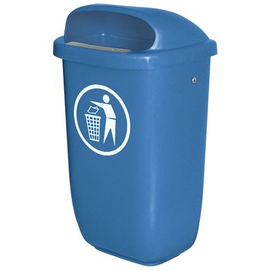 Abfallbehälter für den Außenbereich, Inhalt 50 Liter, nach DIN 30713, blau