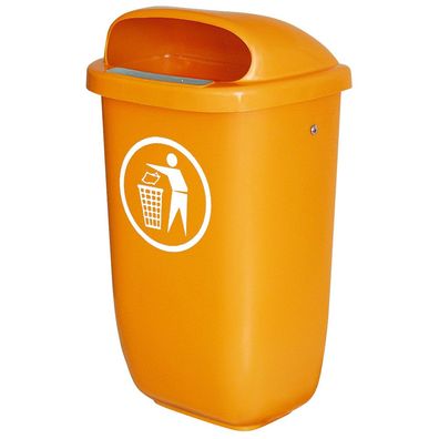 Abfallbehälter für den Außenbereich, Inhalt 50 Liter, nach DIN 30713, orange