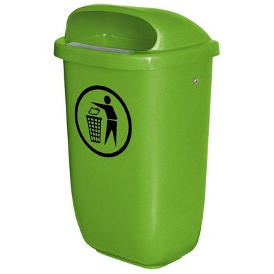 Abfallbehälter für den Außenbereich, Inhalt 50 Liter, nach DIN 30713, grün