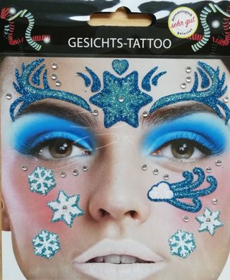 Gesichts Tattoo Schneekönigin Prinzessin Nixe Wasserfee Karneval Fasching