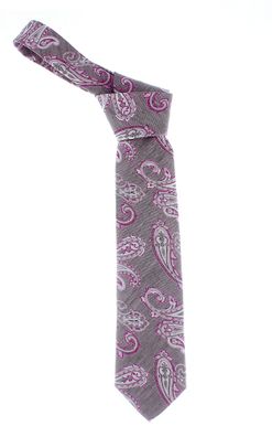 Krawatte Seide 146cm/8cm Paisley lila Blumen Floral Schlips Binder