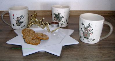 Tasse Becher Kaffeetasse Weihnachtstasse Elchdekor Weihnachtsdeko Geschenk