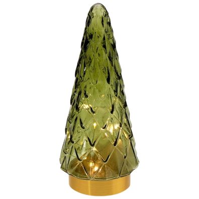 LED Tanne Tannen Baum gold H=24cm Grün Glanz mit Timer Weihnachten xmas Deko