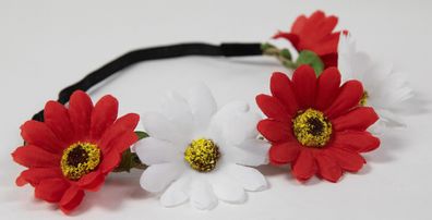 Blumenhaarband rot weiß Haarband mit Blüten Köln Kölsch Mädche Karneval Fasching