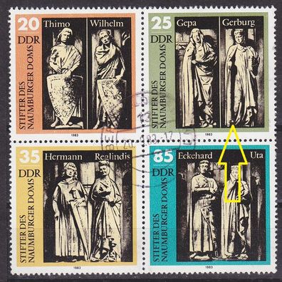 Germany DDR [1983] MiNr 2808 4er F04 ( OO/ used ) [01] Plattenfehler