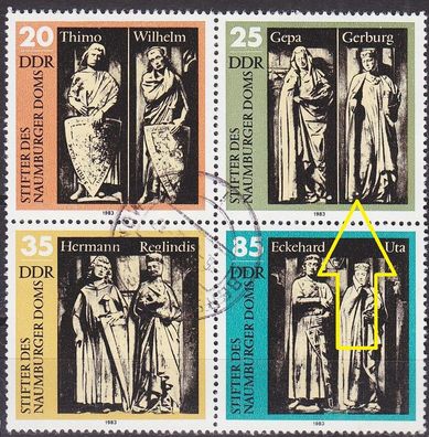Germany DDR [1983] MiNr 2808 4er F04 ( OO/ used ) [02] Plattenfehler
