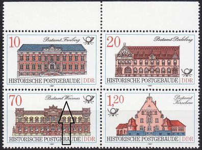 Germany DDR [1987] MiNr 3067-70 4er I ( * * / mnh ) Bauwerke Plattenfehler