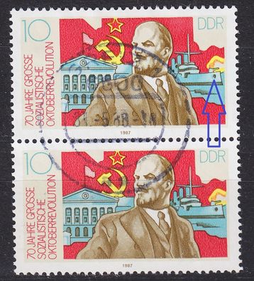 Germany DDR [1987] MiNr 3130 F14 ( OO/ used ) Plattenfehler Paar