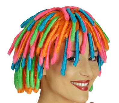 bunte Perücke Rasta Girl multicolor Dreadlocks Clown Fantasy Karneval Fasching