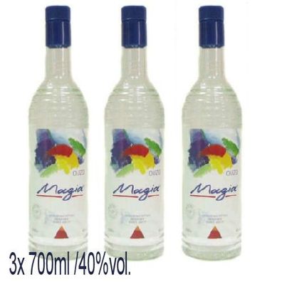 Ouzo Magia 3x 700ml 40%vol. erstklassig und aromatisch aus Serres Griechenland