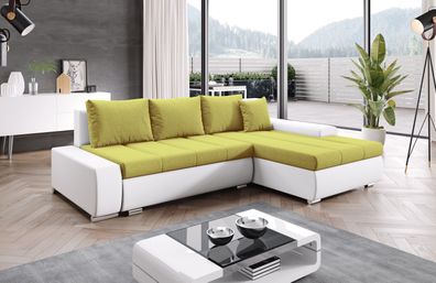 FURNIX Ecksofa Tedy Schlaffunktion Bettkasten Kissen Couch L-Form MA 120 + MO 41