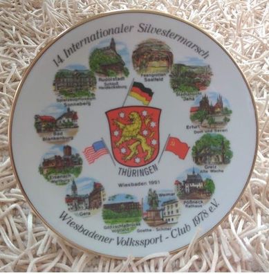 14. Internationaler Silvestermarsch Thüringen 1991 Porzellan Wandteller Sammelteller