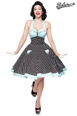 Belsira 50066 Vintage-Swing-Kleid schwarz/ weiß/ blau in Größe 2XL