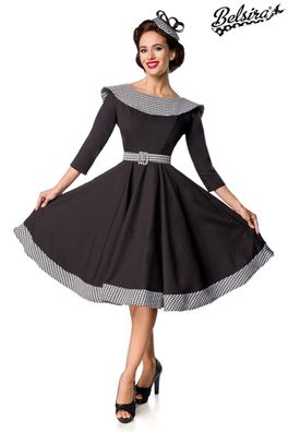 Belsira 50172 Premium Vintage Swing-Kleid schwarz/ weiß in Größe L