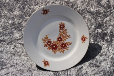 Frühstücks- / Kuchenteller Graf von Henneberg / orange / rot / Vintage / Blumen