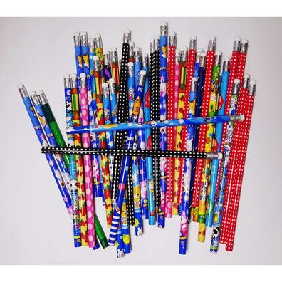 48x Bleistifte gemischte Motive Stift Schreibstift mit Radierer Schule Zeichnen ca.1