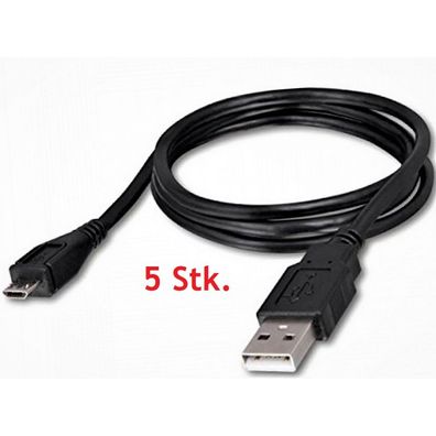 5x Micro-USB Typ-B auf USB Typ-A Ladekabel Datenkabel 1.0m schwarz CDA6050000C2