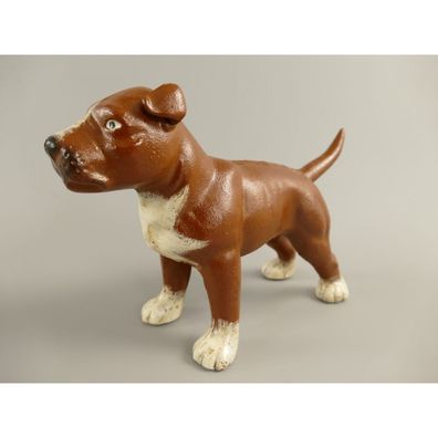 Hund aus Guss-Eisen Pitbull Deko Skulptur Figur Buchstütze Türstopper braun