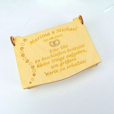 Ringkiste für Eheringe Personalisiert Hochzeitsgeschenk Schatzkiste Schatulle
