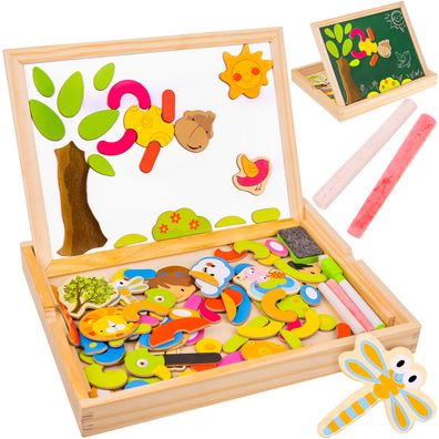 Magnetisches Holzpuzzle für Kinder Kreide Tafel Großes Set Multifunktional 7264