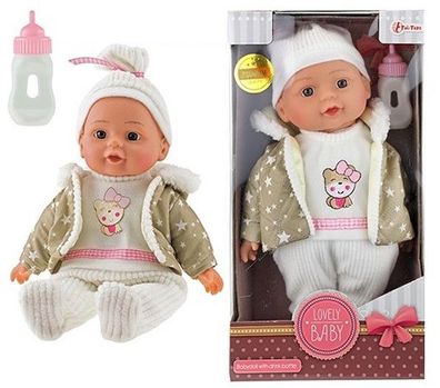 Toi-Toys Premium Quality Puppe Lovely Baby 32 cm Winterkleidung Fläschchen NEU