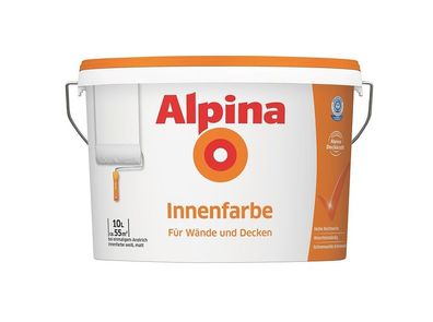 Alpina Innenfarbe, Wandfarbe für Wände & Decken Weiß Matt 10 Liter für ca. 55 m&sup2;