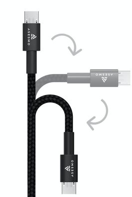 Ladekabel Micro USB Android Asesmo Textil Kabel USB-A zu USB MICRO B Permium
