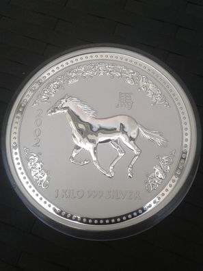 Original 30$ 2002 Australien Lunar 1 Pferd 1kg 999er Silber kilo 999er Silber