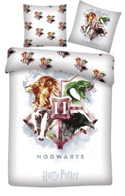 Harry Potter Kinder Erwachsenen Bettwäsche Hogwarts Wappen mehrfarbig 140 x 200