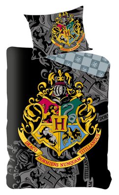 Harry Potter Kinder Erwachsenen Bettwäsche Hogwarts Wappen schwarz 140 x 200 Bet