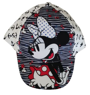 Disney Minnie Maus Kappe, Base Cap, Mütze Motiv Wellen Anker für Kinder Weiß, Gr