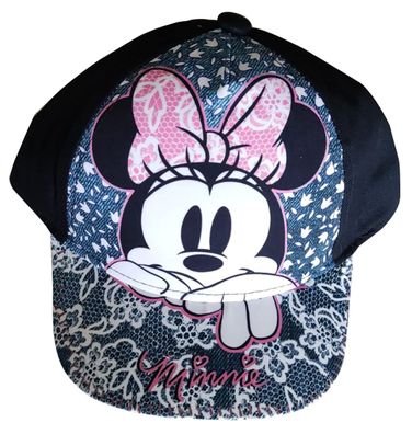 Disney Minnie Maus Kappe Base Cap, Mütze mit Spitzen Motiv für Kinder Schwarz, G