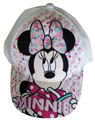 Disney Minnie Maus Kappe Mütze Base Cap Sonnenhut mit Glitzer für Kinder weiß, G