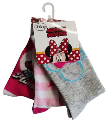 Disney Minnie Mouse Socken, Strümpfe Mode für Kinder Rosa, Pink, Grau, Gr.31/34