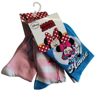 Disney Minnie Mouse Socken, Strümpfe Mode für Kinder Rosa, Blau, Weiß, Gr. 27/30