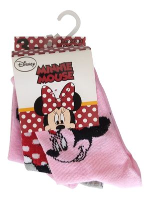 Disney Minnie Maus 3er Pack Socken Strümpfe für Kinder Rosa Grau Größe 23/26