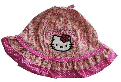 Hello Kitty Mädchen Sonnenhut, Kappe, Mütze pink-rosa mit Blumen, Gr.50 cm