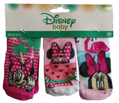 Disney Minnie Maus Baby Socken Strümpfe 3er Pack für Babys Rosa, Pink, Türkis, 0