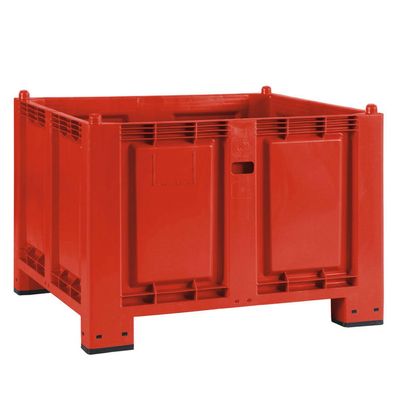 Palettenbox mit 4 Füßen, LxBxH 1200 x 800 x 850 mm, Boden/ Wände geschlossen, rot