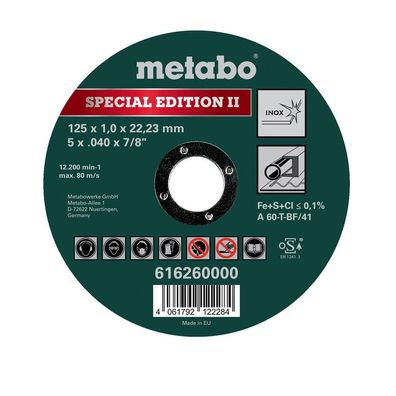 Metabo Special Edition II 125 x 1,0 x 22,23Inox, TF 41l Nr. 616260000 25 Stück