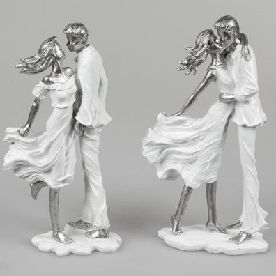 Formano Paar Liebespaar Brautpaar modern weiss silber Skulptur Deko Figur NEU