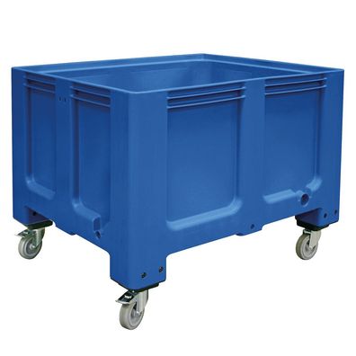 Palettenbox, 4 Rollen, 610 Liter, 1200x1000x915 mm, Tiefkühlhaus geeignet, blau