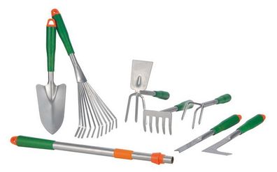 HI 8-tlg. Gartenwerkzeug-Set 7 Teile + 1 Teleskopgriff 94402