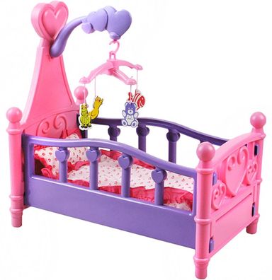 Großes Puppenbett mit Kissen Decke Karussell 3in1 Bunt Babys Kinder Dekoration 1400
