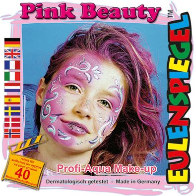 Eulenspiegel Motiv-Set Pink Beauty, Schmink-Set mit Schmink-Anleitung, 1 Pinsel