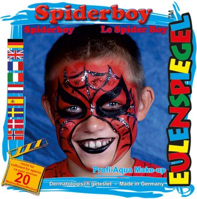 Eulenspiegel Motiv-Set Spiderboy, Schmink-Set mit Schmink-Anleitung und 1 Pinsel
