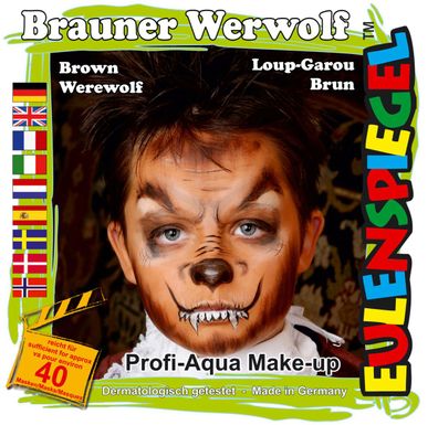 Eulenspiegel Motiv-Set Werewolf, Schmink-Set mit Schmink-Anleitung und 1 Pinsel