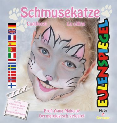 Eulenspiegel Motiv-Set Schmusekatze Schminkset mit Schminkanleitung und 1 Pinsel